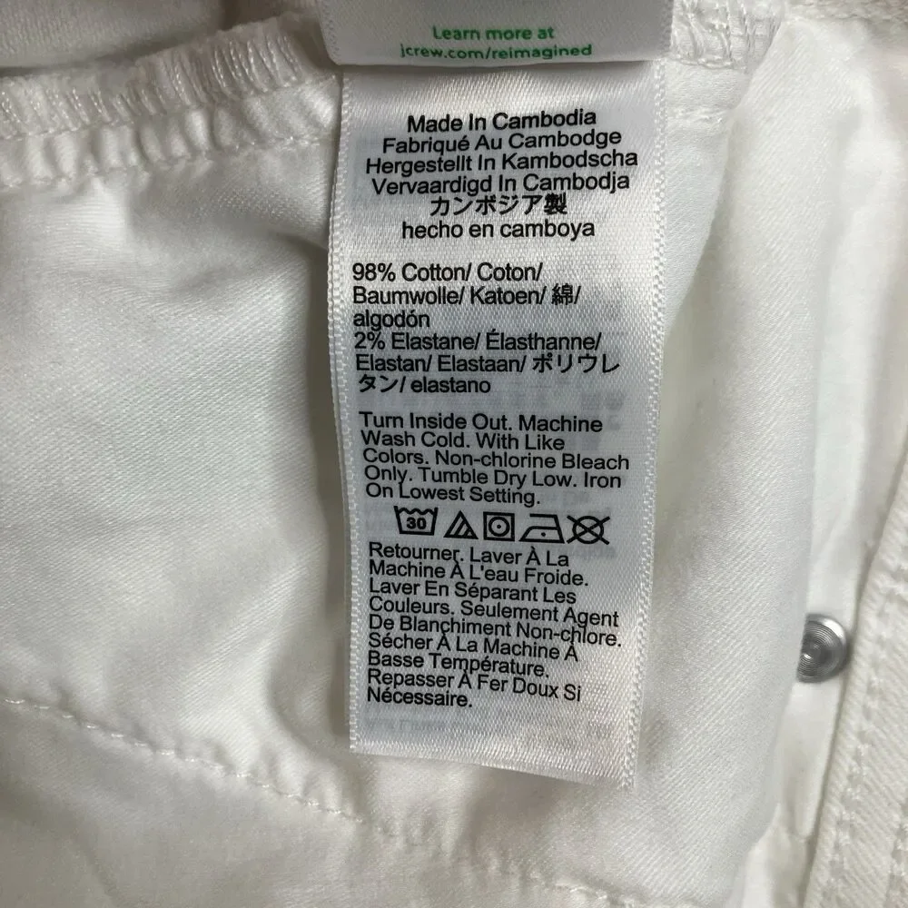 J Crew Shorts Womens 37 Plus White Denim Stacked Button High Rise Stretch CI067